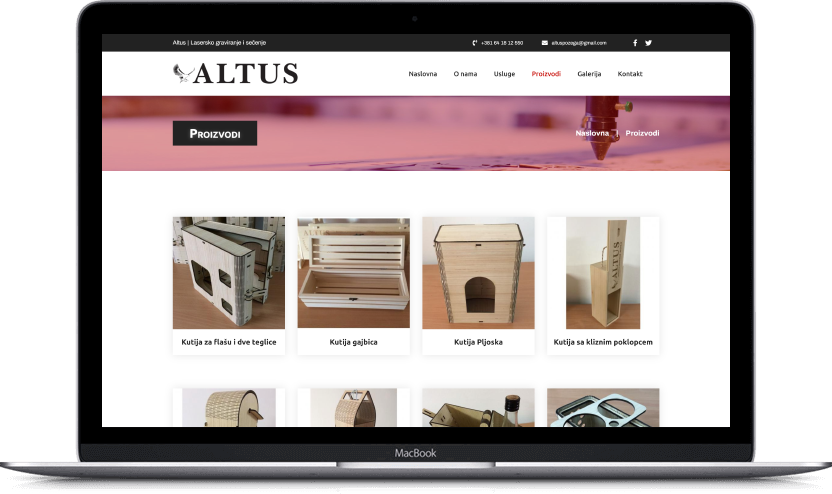 Dodatni desktop ekran projekta Altus