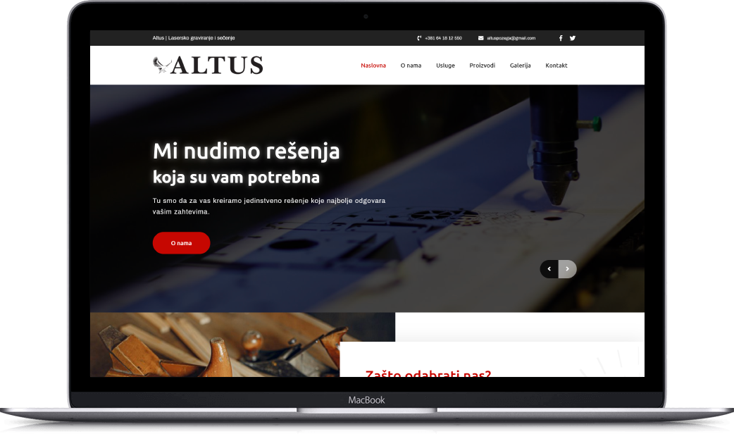 Desktop prikaz projekta Altus
