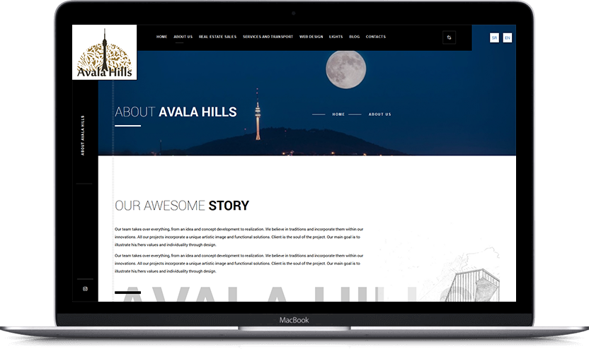Dodatni desktop ekran projekta Avala Hills
