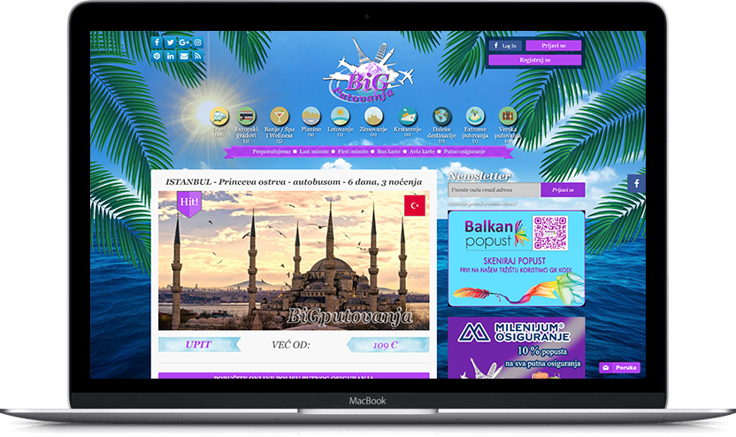 Dodatni desktop ekran projekta BiG putovanja