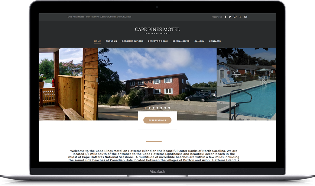 Desktop prikaz projekta Cape Pines Motel