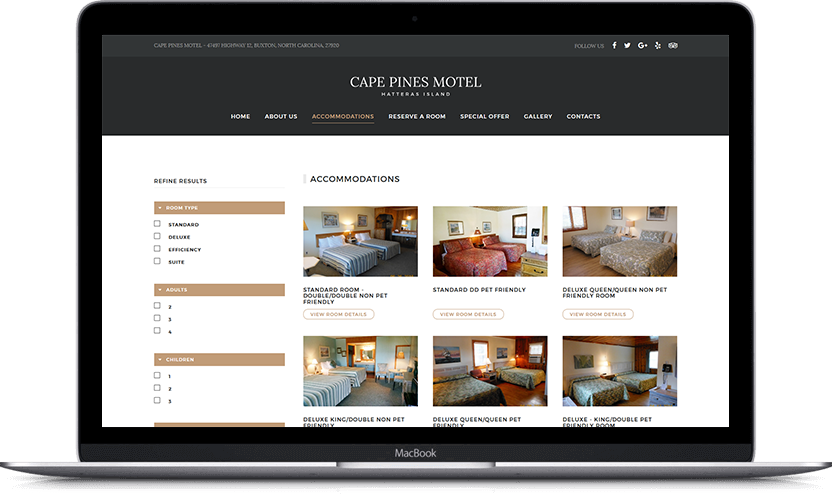 Dodatni desktop ekran projekta Cape Pines Motel