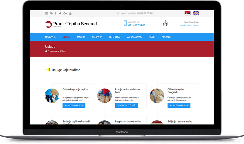 Additional desktop screen of Carpet cleaning Belgrade project