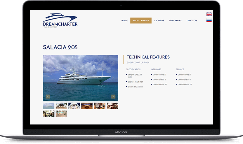 Dodatni desktop ekran projekta Dreamcharter