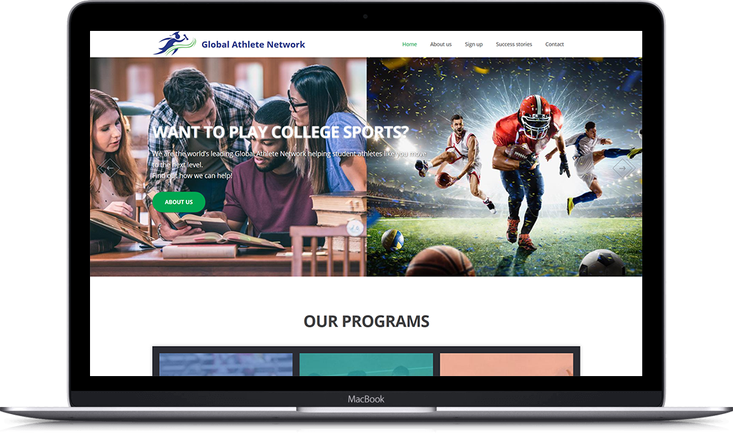 Desktop prikaz projekta Global Athlete Network