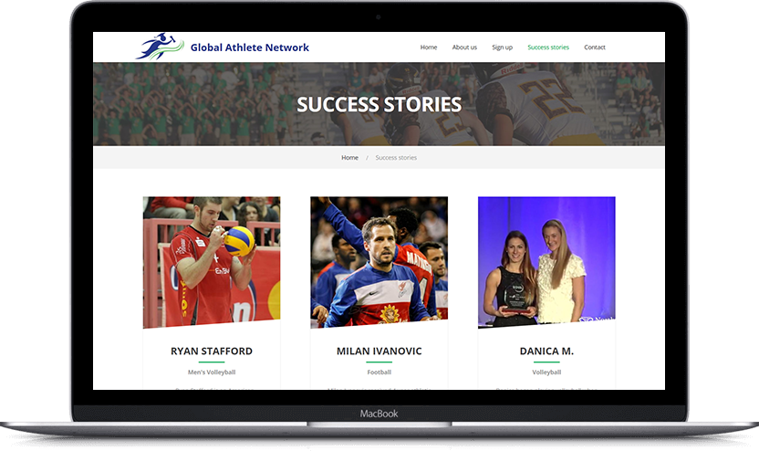 Dodatni desktop ekran projekta Global Athlete Network