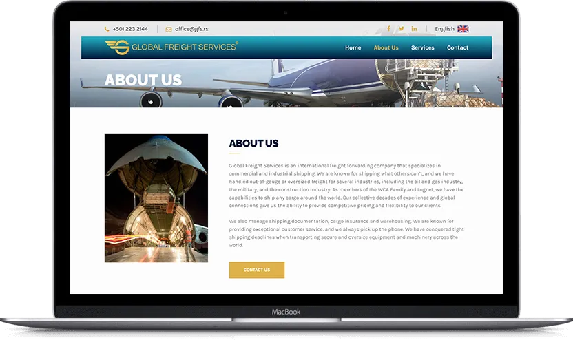 Dodatni desktop ekran projekta Global Freight Services