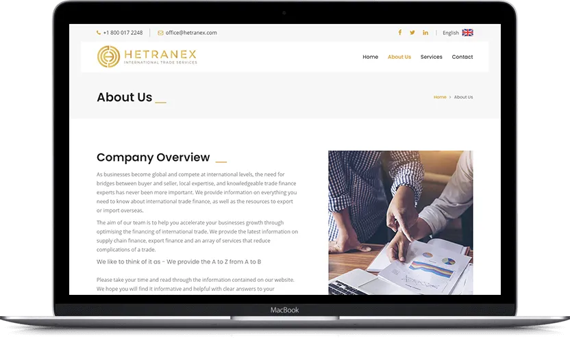 Dodatni desktop ekran projekta Hetranex Ltd.