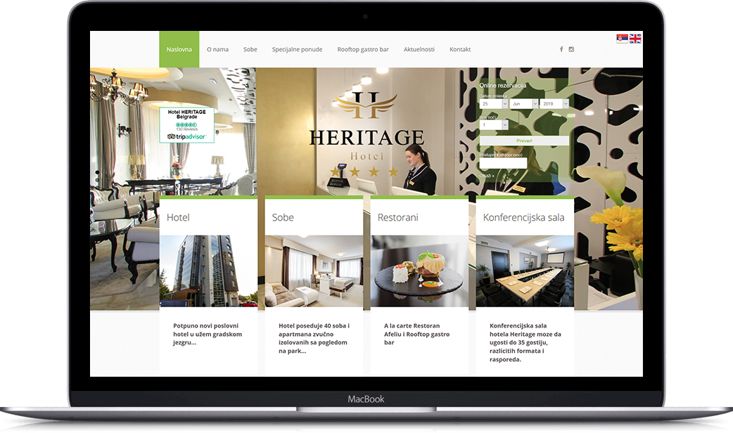 Desktop prikaz projekta Hotel Heritage