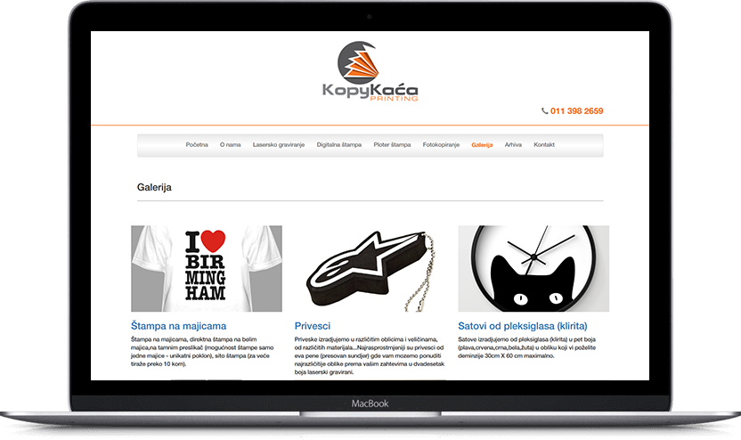 Dodatni desktop ekran projekta Kopy Kaća