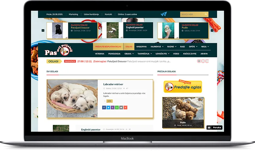 Dodatni desktop ekran projekta Pas moj prijatelj