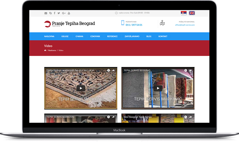 Dodatni desktop ekran projekta Pranje tepiha Beograd
