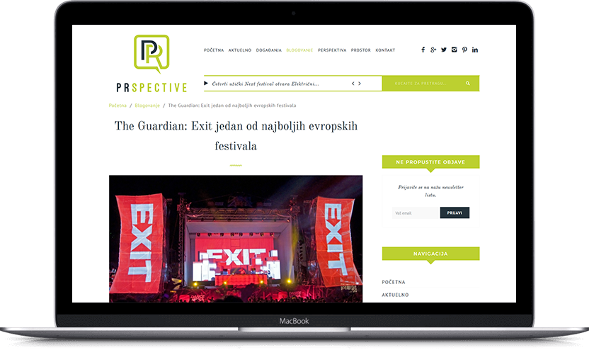 Dodatni desktop ekran projekta PRspective