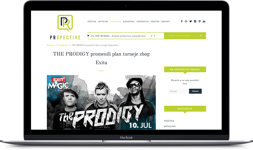 Dodatni desktop ekran projekta PRspective