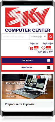 Mobilni prikaz projekta Sky Computer Center