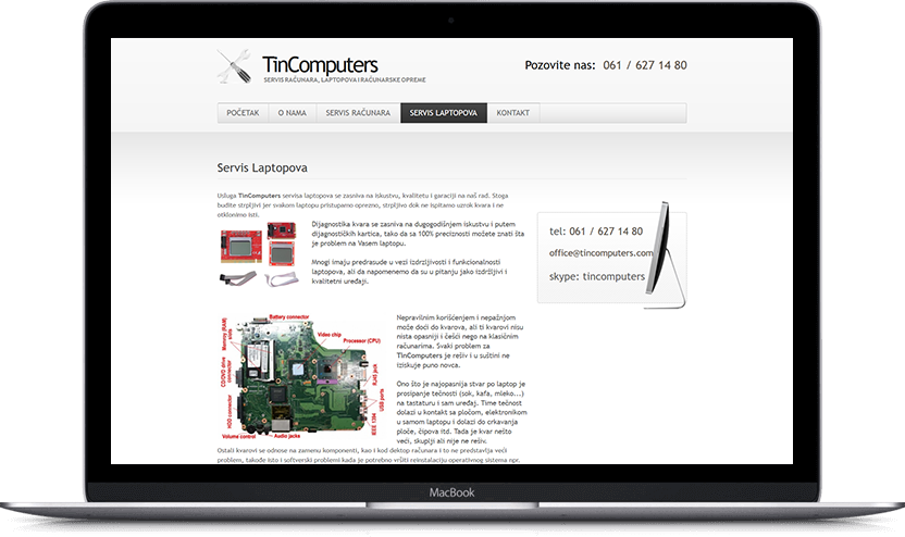 Dodatni desktop ekran projekta Tincomputers