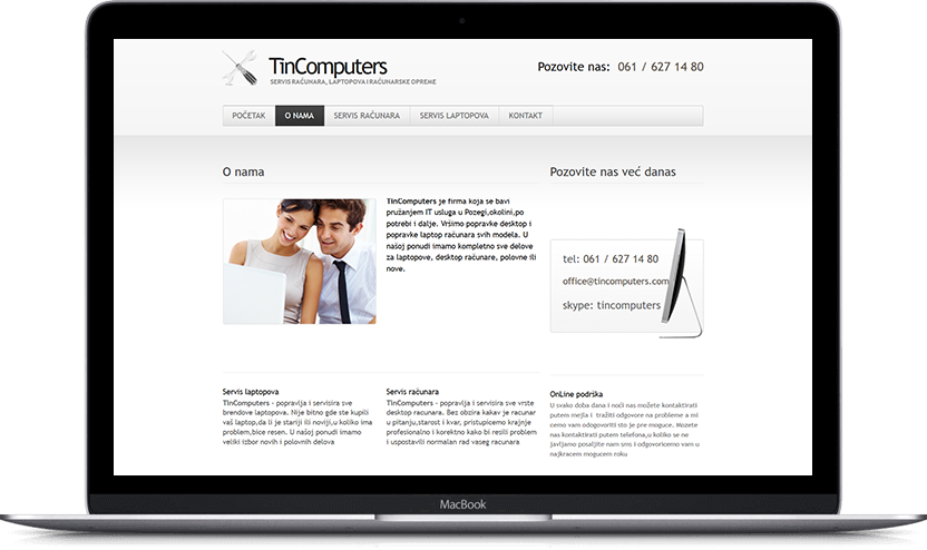 Dodatni desktop ekran projekta Tincomputers