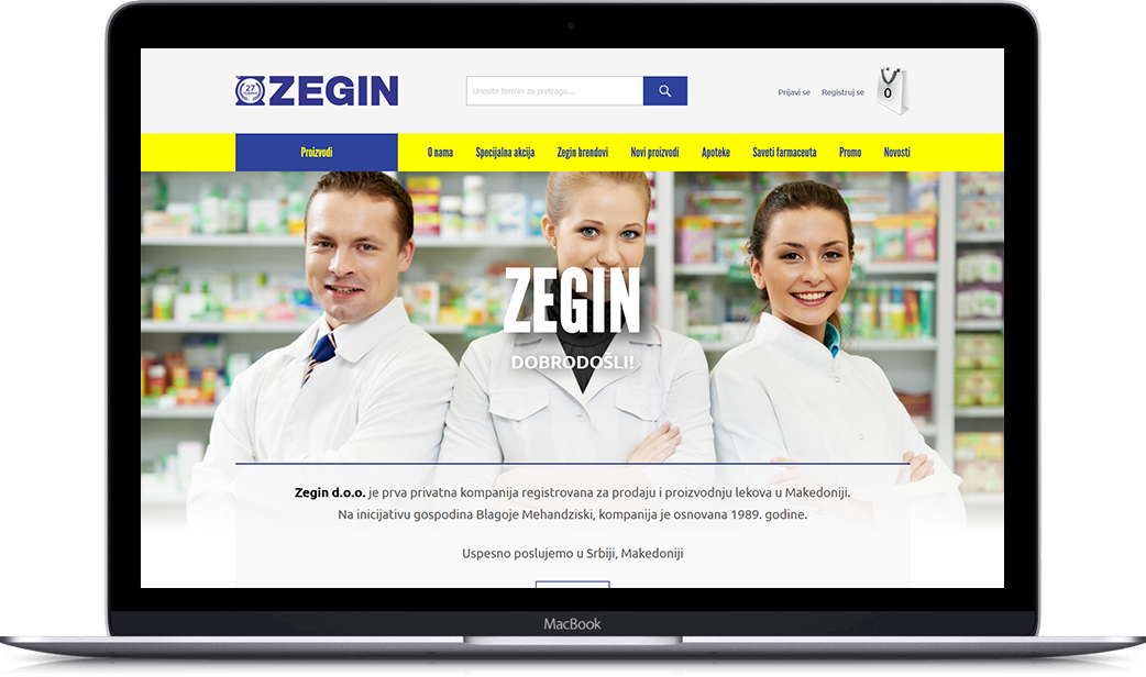 Desktop prikaz projekta Zegin apoteka